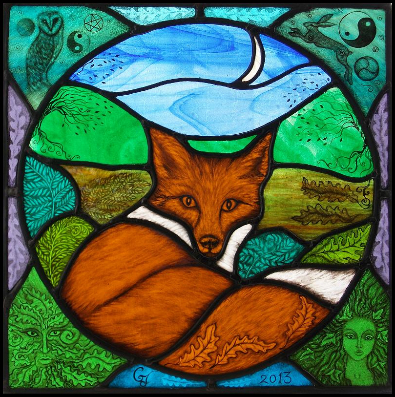 Fox on Stained Glass