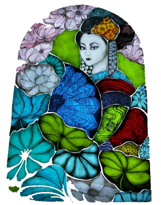 Stained Glass Geisha Girl