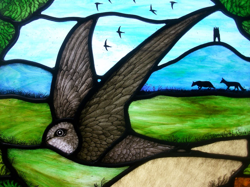 Swift over Tor stained glass