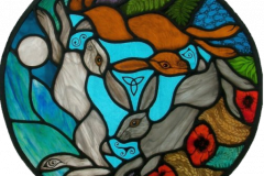Three-Hares Beautiful Colour Stained Glass