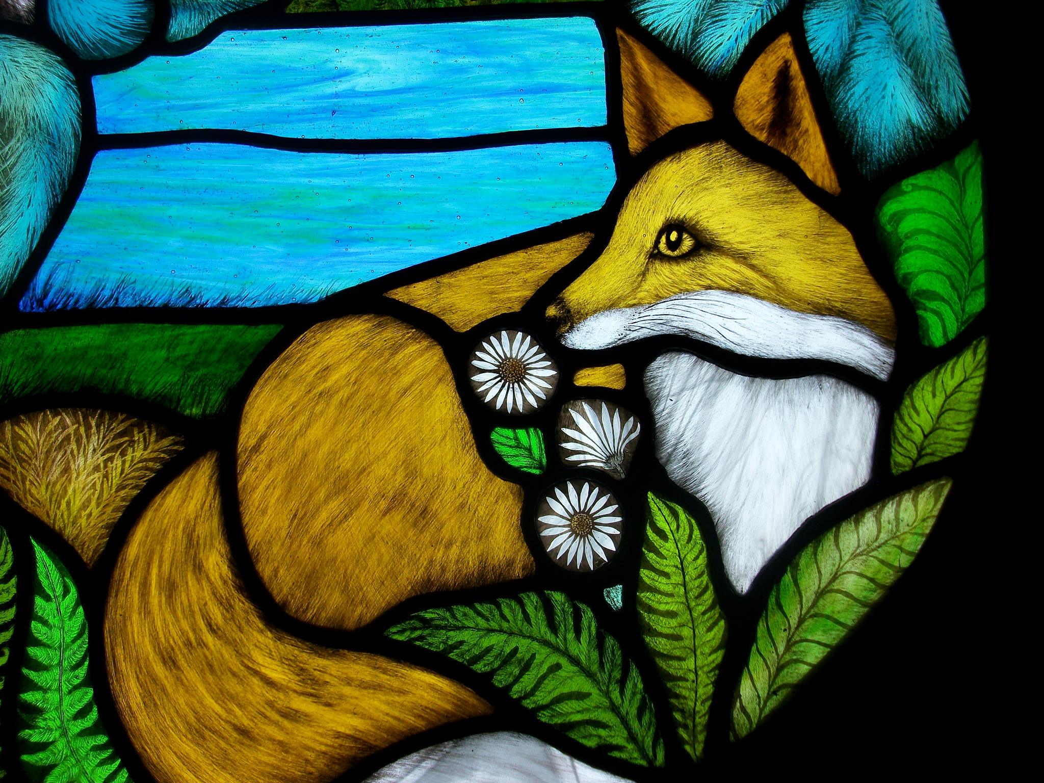 Wildlife Red Fox Stained Glass