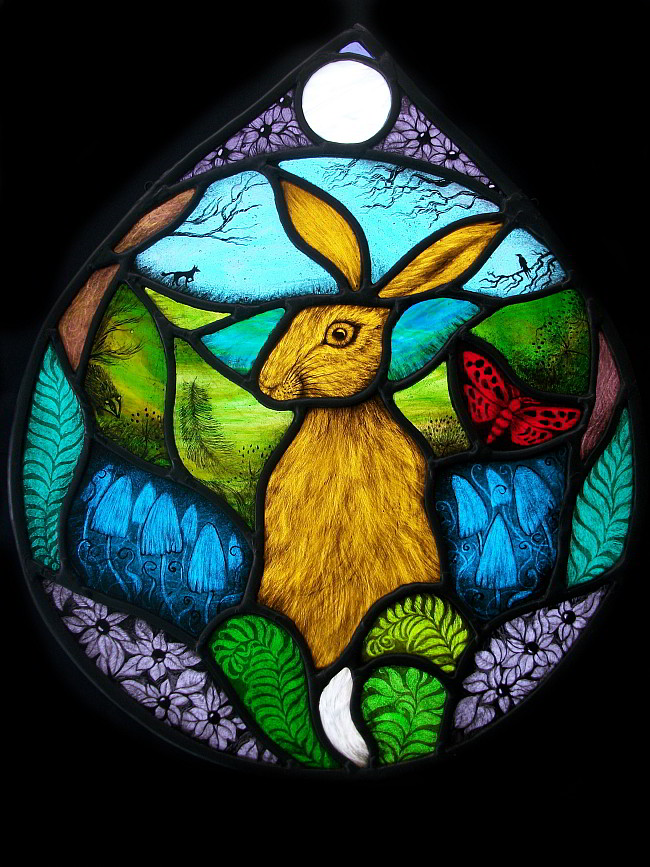 Belladonna Hare glass panel