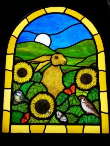 Sunflower Hare Stained Glass Commission